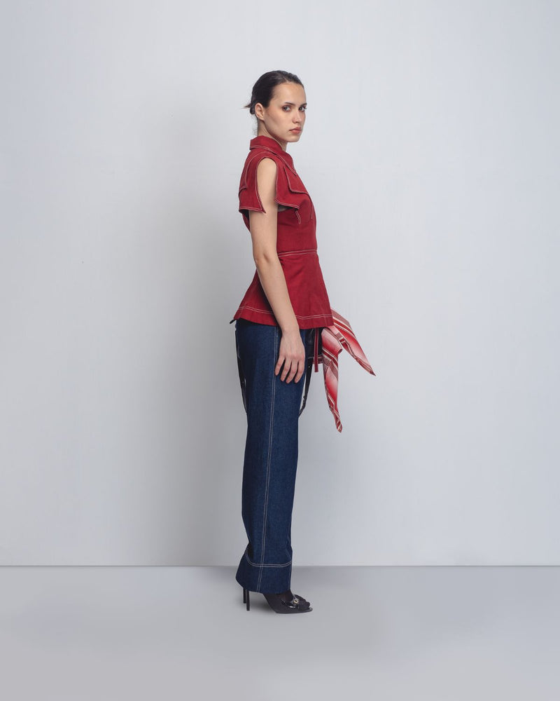 Layered Flap Top - Red Buy Layered Flap Top - Red from C&W | Tops And Shirts for Women by Leh Studios in red color for women in Singapore