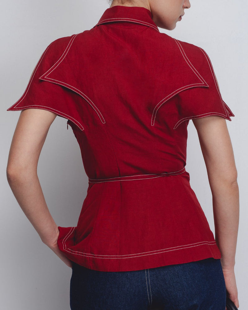 Layered Flap Top - Red Buy Layered Flap Top - Red from C&W | Tops And Shirts for Women by Leh Studios in red color for women in Singapore