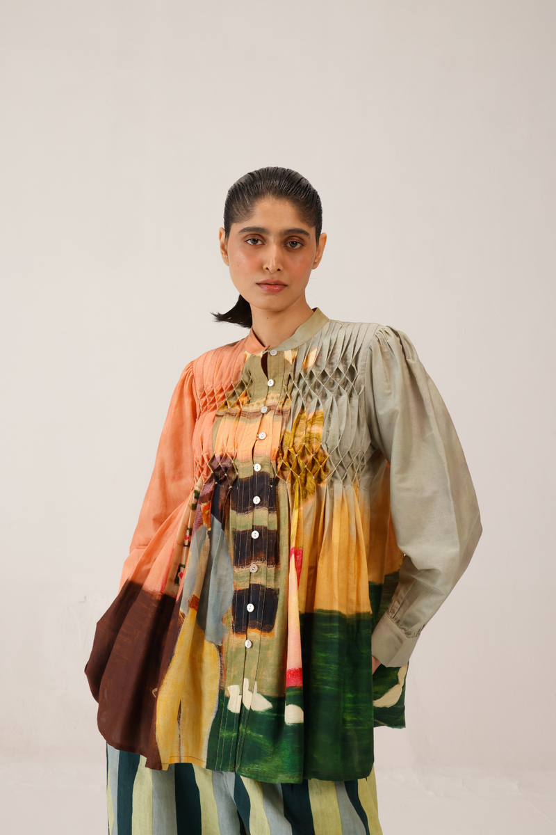 LENI TOP - MORNING COFFEE cotton by CORD for women in Singapore