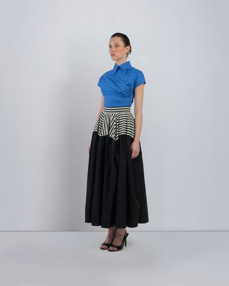 LILLE DRESS - Cobalt + Black + Black/White Stripes dress by Leh Studios in cobalt for women in Singapore