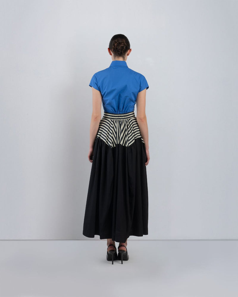 LILLE DRESS - Cobalt + Black + Black/White Stripes dress by Leh Studios in cobalt for women in Singapore