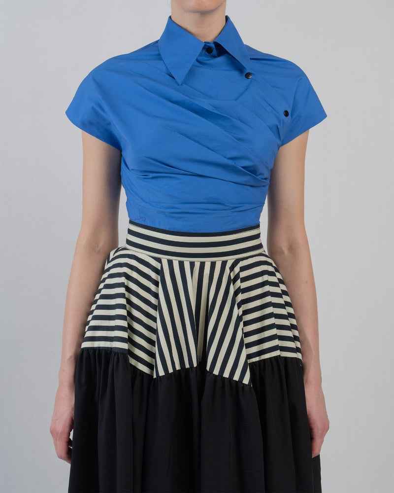 LILLE DRESS - Cobalt + Black + Black/White Stripes dress by Leh Studios in cobalt for women in Singapore