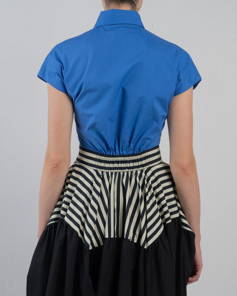 LILLE DRESS - Cobalt + Black + Black/White Stripes dress by Leh Studios in cobalt for women in Singapore