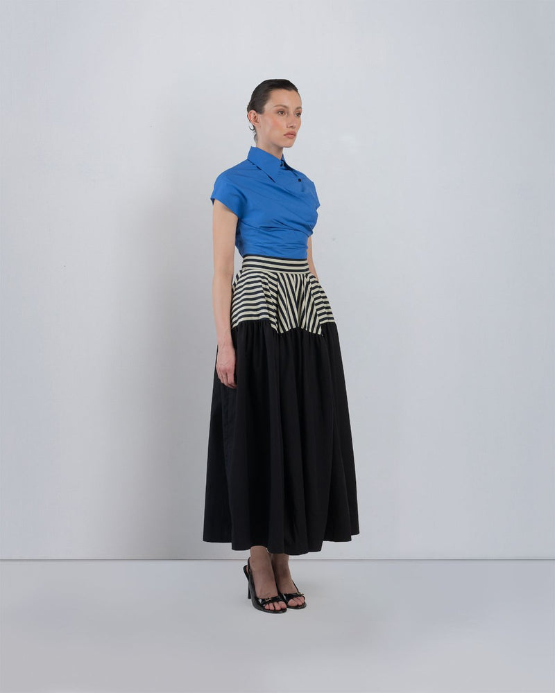 LILLE DRESS - Cobalt + Black + Black/White Stripes dress by Leh Studios in cobalt for women in Singapore