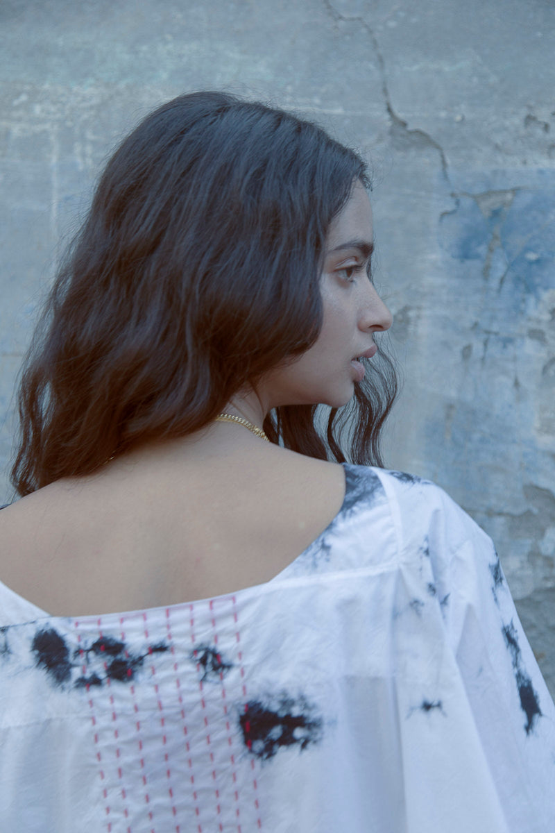 LOKA TIE-DYE KAFTAN poplin Buy LOKA TIE-DYE KAFTAN from C&W | Tunics And Kaftan for Women by Ituvana in black color for women in Singapore