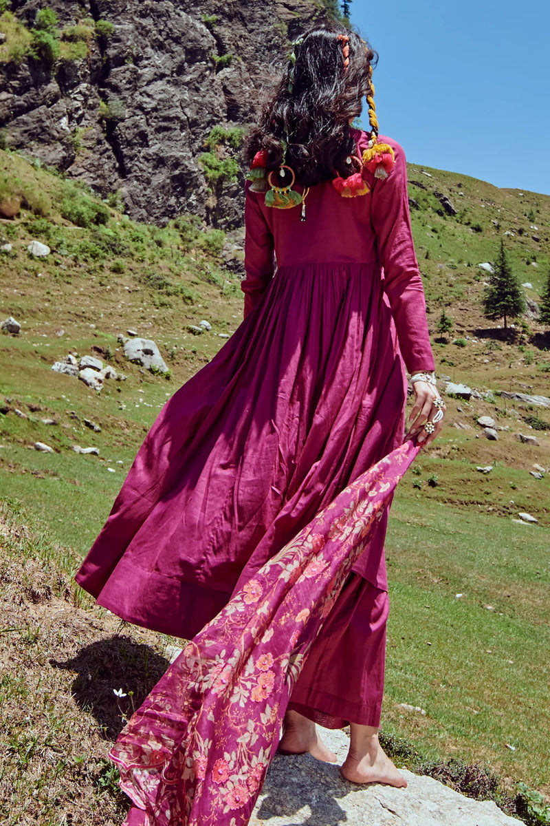 Lou Anarkali Set – Grape cotton mul by Paulmi & Harsh-kahan Sep'26 in purple for women in Singapore