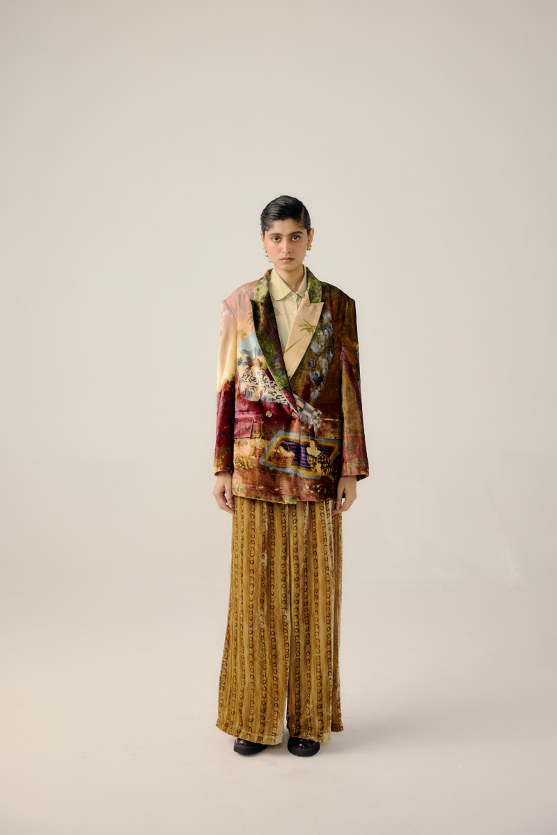 LOUNGE PANTS-Mustard Stripes by CORD for women in Singapore