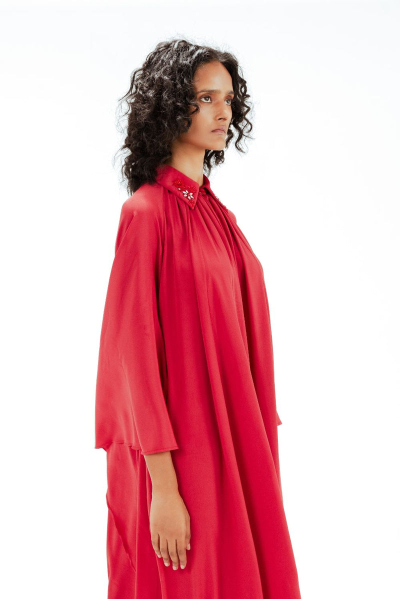 Alara Embellished Crepe Dress Buy Alara Embellished Crepe Dress from C&W | Dresses for Women by Leh Studios in red color for women in Singapore