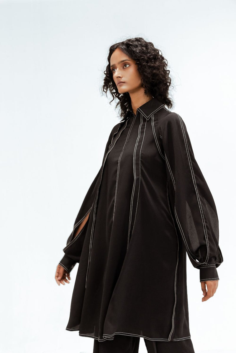 Caris Crepe Top & Pant Set Buy Caris Crepe Top & Pant Set from C&W | Co-Ord Sets for Women by Leh Studios in black color for women in Singapore