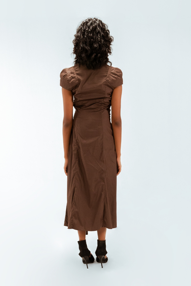 Elfie Draped Dress 100% cotton Buy Elfie Draped Dress from C&W | Dresses for Women by Leh Studios in brown color for women in Singapore