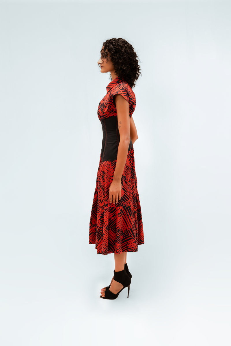 Florix Print Basque Tiered Dress 100% cotton Buy Florix Print Basque Tiered Dress from C&W | Dresses for Women by Leh Studios in multi color for women in Singapore