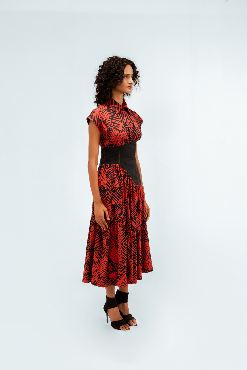 Florix Print Basque Tiered Dress 100% cotton Buy Florix Print Basque Tiered Dress from C&W | Dresses for Women by Leh Studios in multi color for women in Singapore