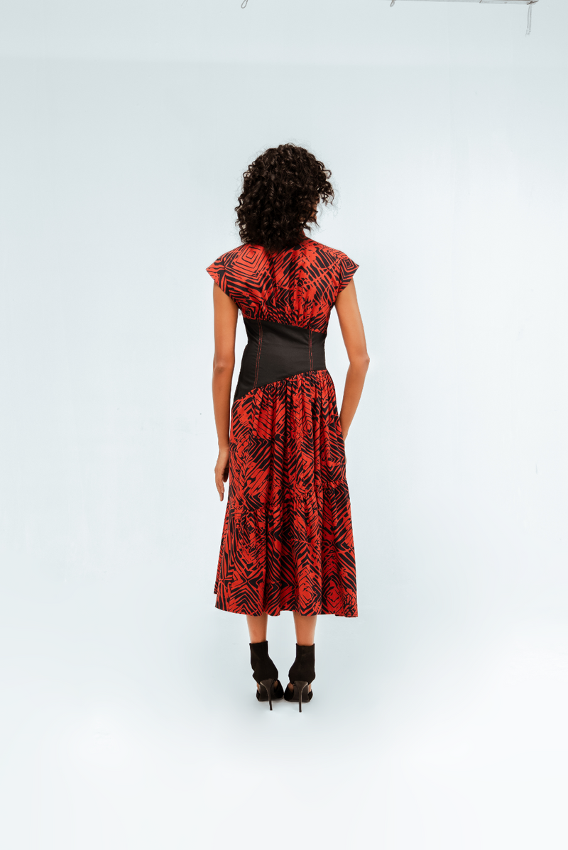 Florix Print Basque Tiered Dress 100% cotton Buy Florix Print Basque Tiered Dress from C&W | Dresses for Women by Leh Studios in multi color for women in Singapore