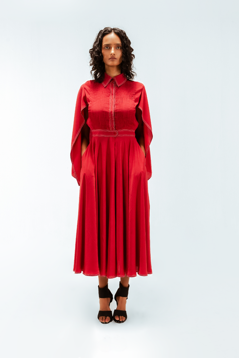 Selma Crepe Dress Buy Selma Crepe Dress from C&W | Dresses for Women by Leh Studios in red color for women in Singapore
