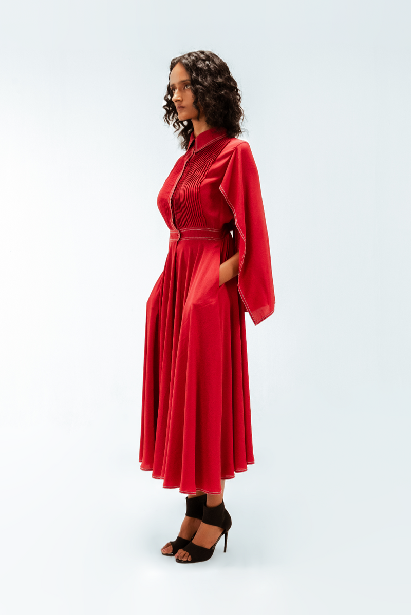 Selma Crepe Dress Buy Selma Crepe Dress from C&W | Dresses for Women by Leh Studios in red color for women in Singapore
