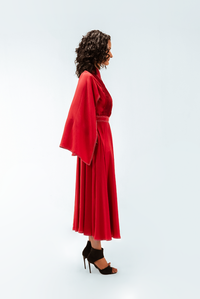 Selma Crepe Dress Buy Selma Crepe Dress from C&W | Dresses for Women by Leh Studios in red color for women in Singapore