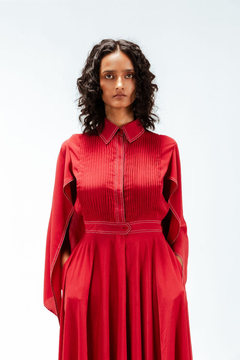 Selma Crepe Dress Buy Selma Crepe Dress from C&W | Dresses for Women by Leh Studios in red color for women in Singapore
