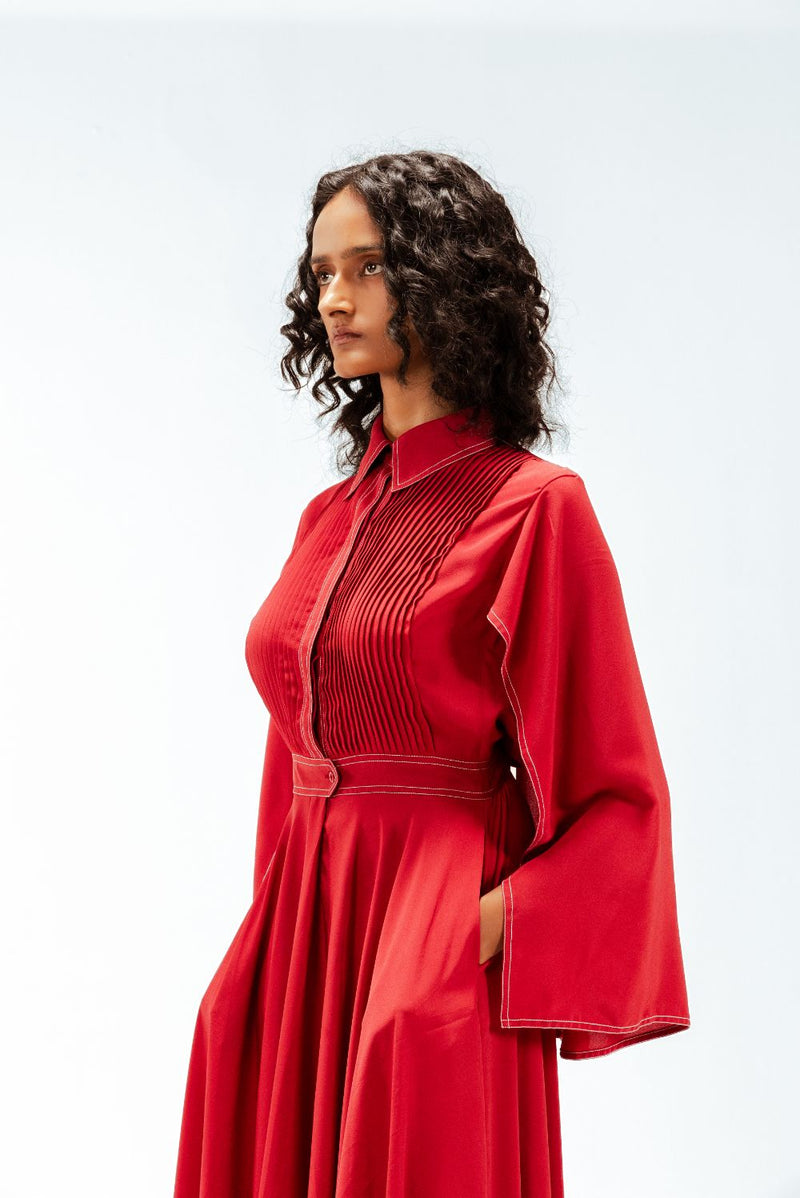 Selma Crepe Dress Buy Selma Crepe Dress from C&W | Dresses for Women by Leh Studios in red color for women in Singapore