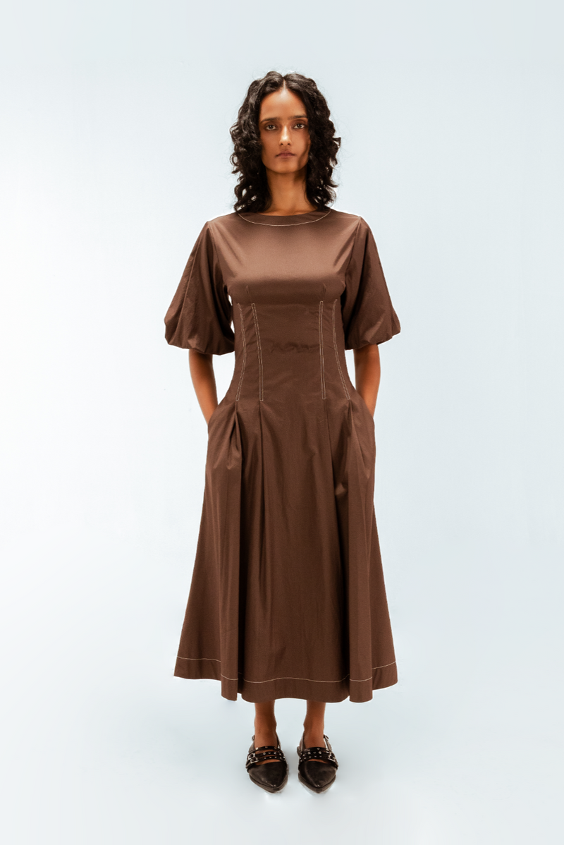 Uma Dress 100% cotton Buy Uma Dress from C&W | Dresses for Women by Leh Studios in brown color for women in Singapore