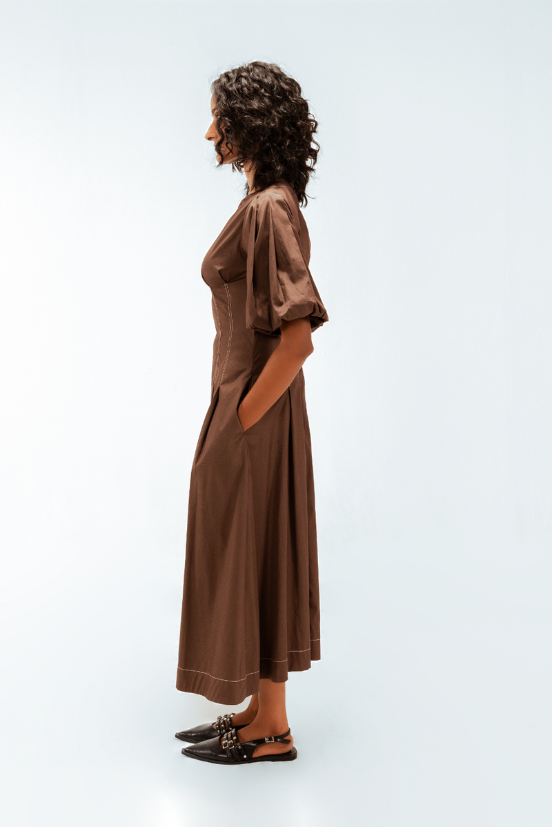 Uma Dress 100% cotton Buy Uma Dress from C&W | Dresses for Women by Leh Studios in brown color for women in Singapore