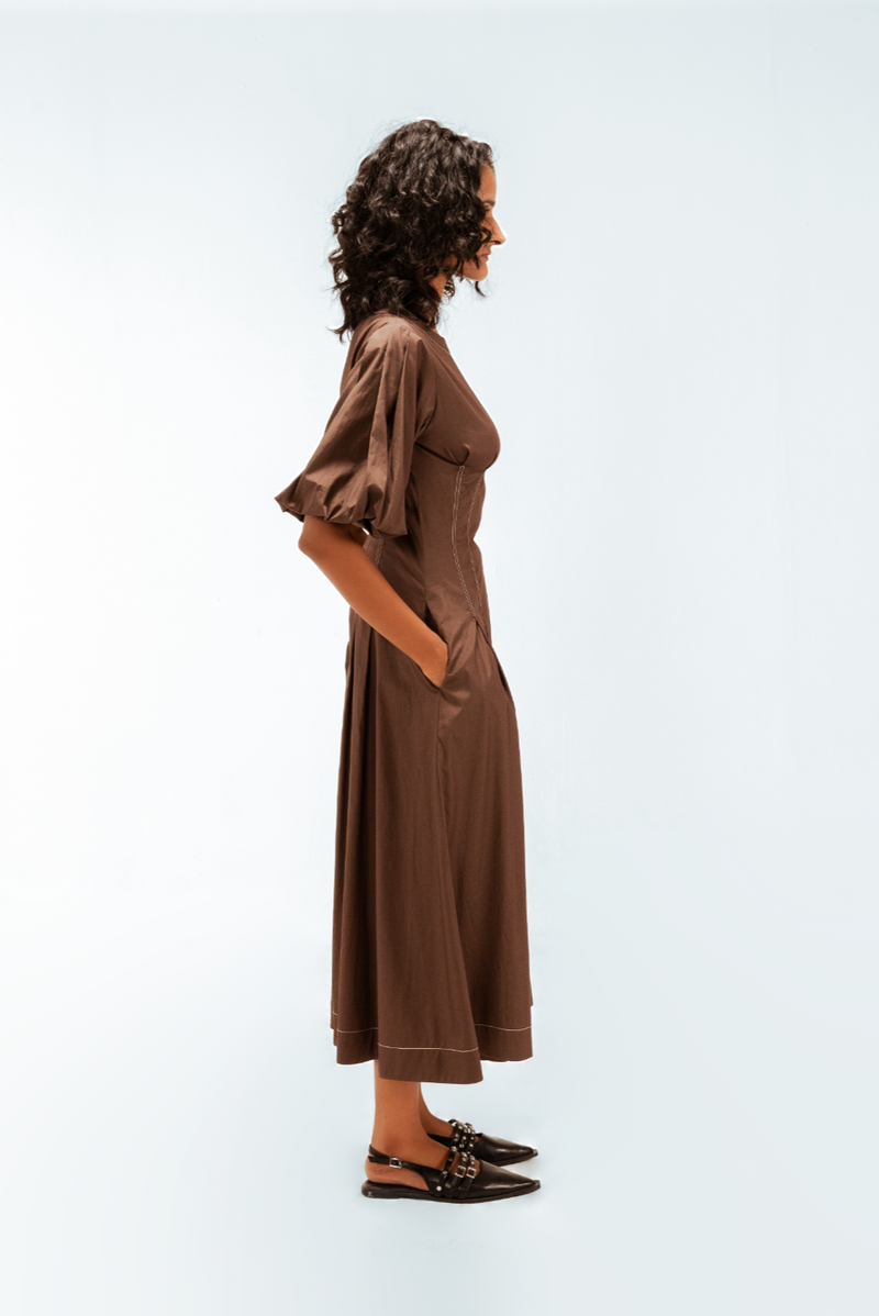 Uma Dress 100% cotton Buy Uma Dress from C&W | Dresses for Women by Leh Studios in brown color for women in Singapore