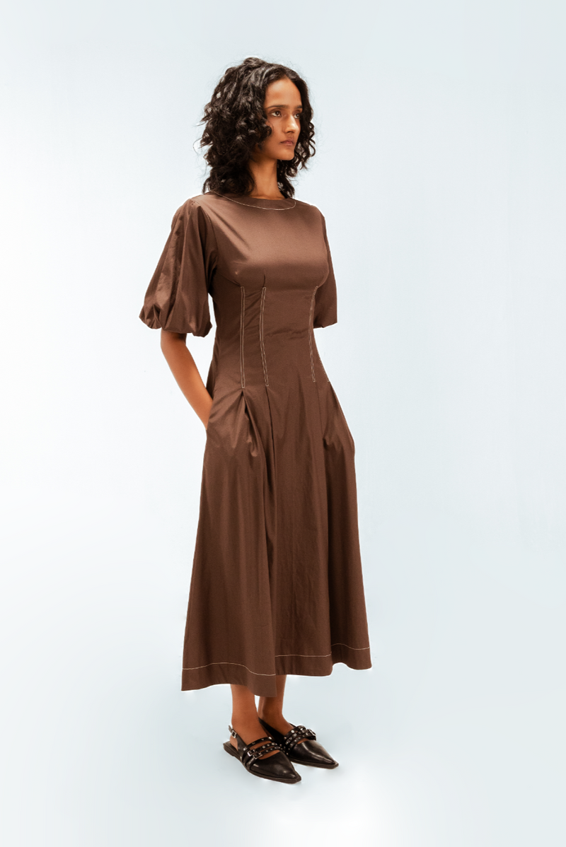 Uma Dress 100% cotton Buy Uma Dress from C&W | Dresses for Women by Leh Studios in brown color for women in Singapore