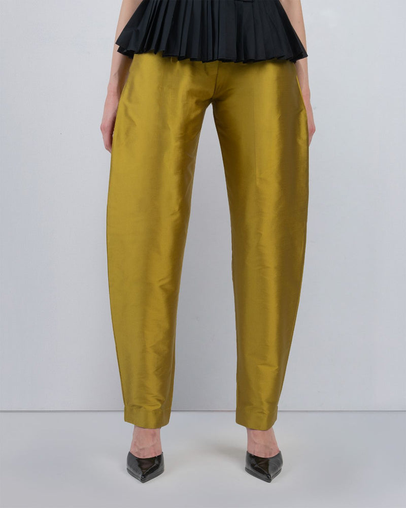 LYME BARREL PANTS - Lime Yellow pant/trouser by Leh Studios in lime yellow for women in Singapore