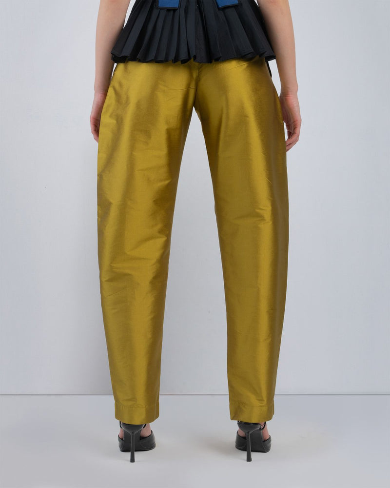 LYME BARREL PANTS - Lime Yellow pant/trouser by Leh Studios in lime yellow for women in Singapore
