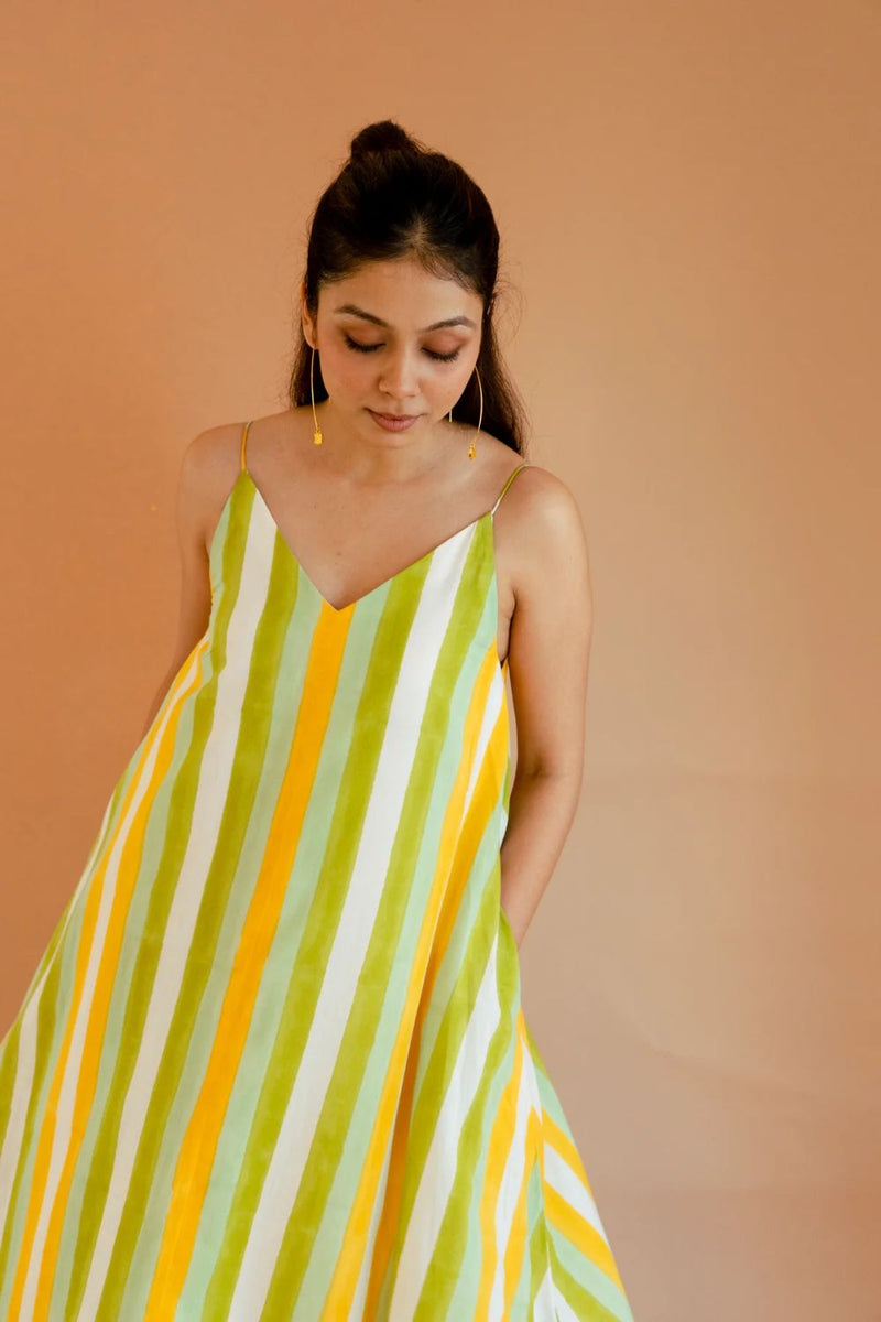 Lamonade Eve Dress cotton by Homegrown by Alterego in green color for women in Singapore