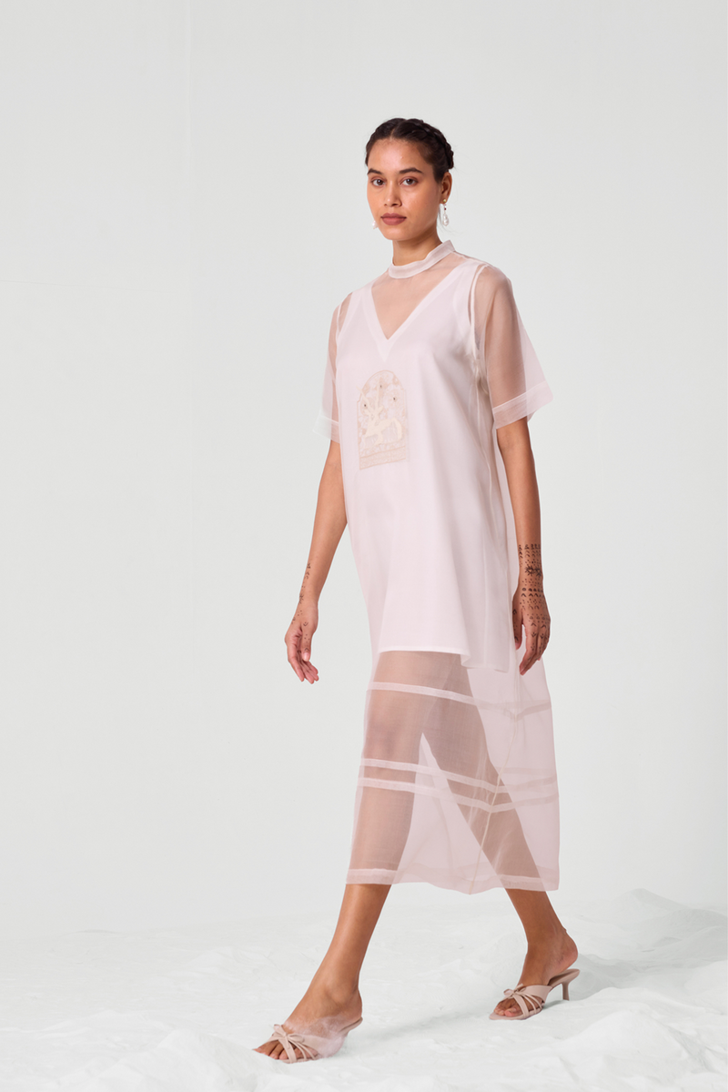 Larisa Off White Embroidered Dress