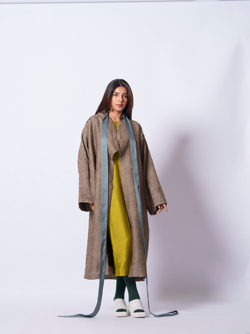 Leaf overlay-Grey + Multi mysore silk jackets and overlays by Stoique in grey, multi for women in Singapore