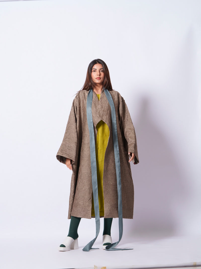 Leaf overlay-Grey + Multi mysore silk jackets and overlays by Stoique in grey, multi for women in Singapore