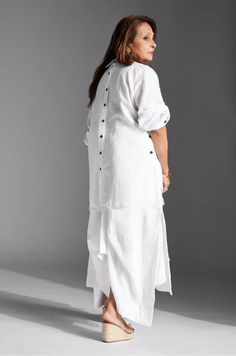 Leor Shirt-White linen by Chola in white color for women in Singapore
