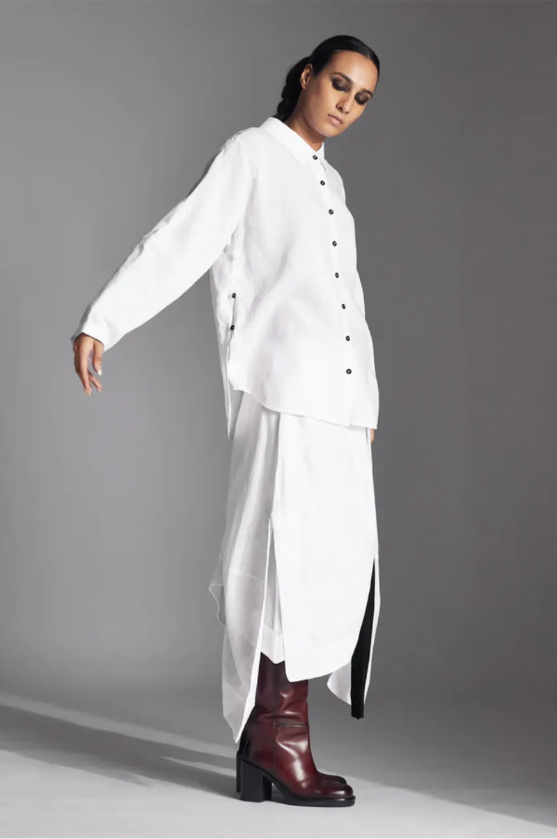 Leor Shirt-White linen by Chola in white color for women in Singapore