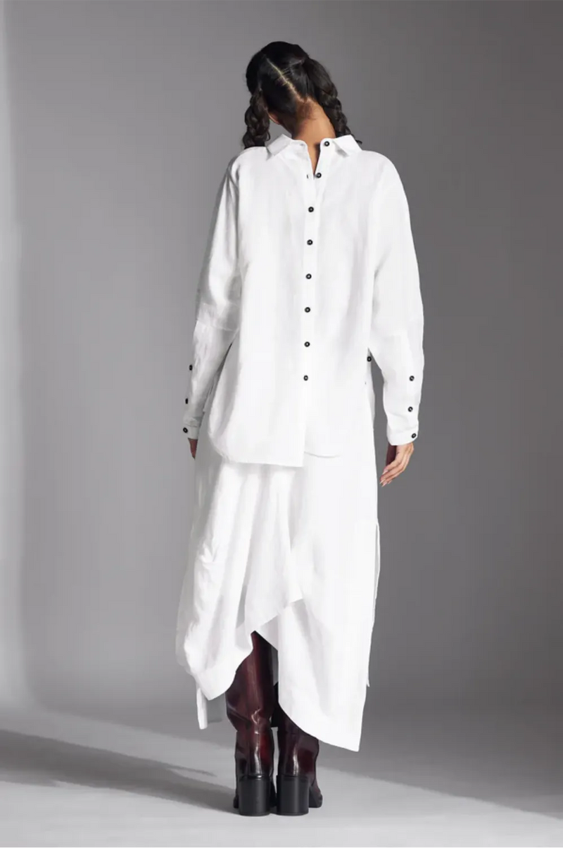 Leor Shirt-White linen by Chola in white color for women in Singapore
