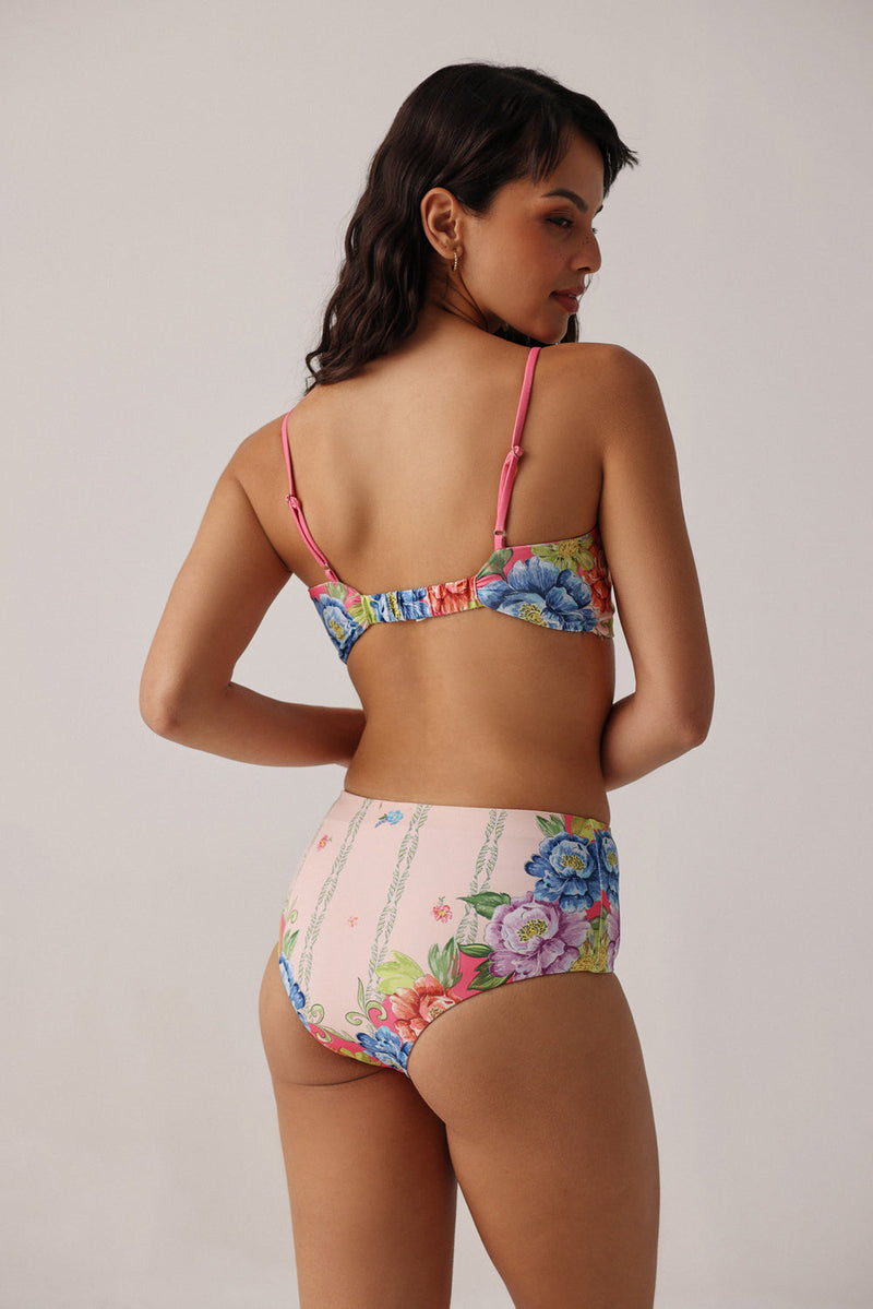 Levi Bikini Set-Bloom poly spandex resort wear by NOIB in pink for women in Singapore