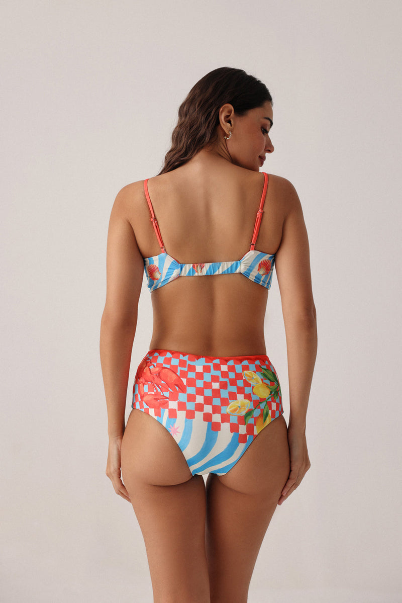Levi Bikini Set-Summer Zest poly spandex resort wear by NOIB in red for women in Singapore