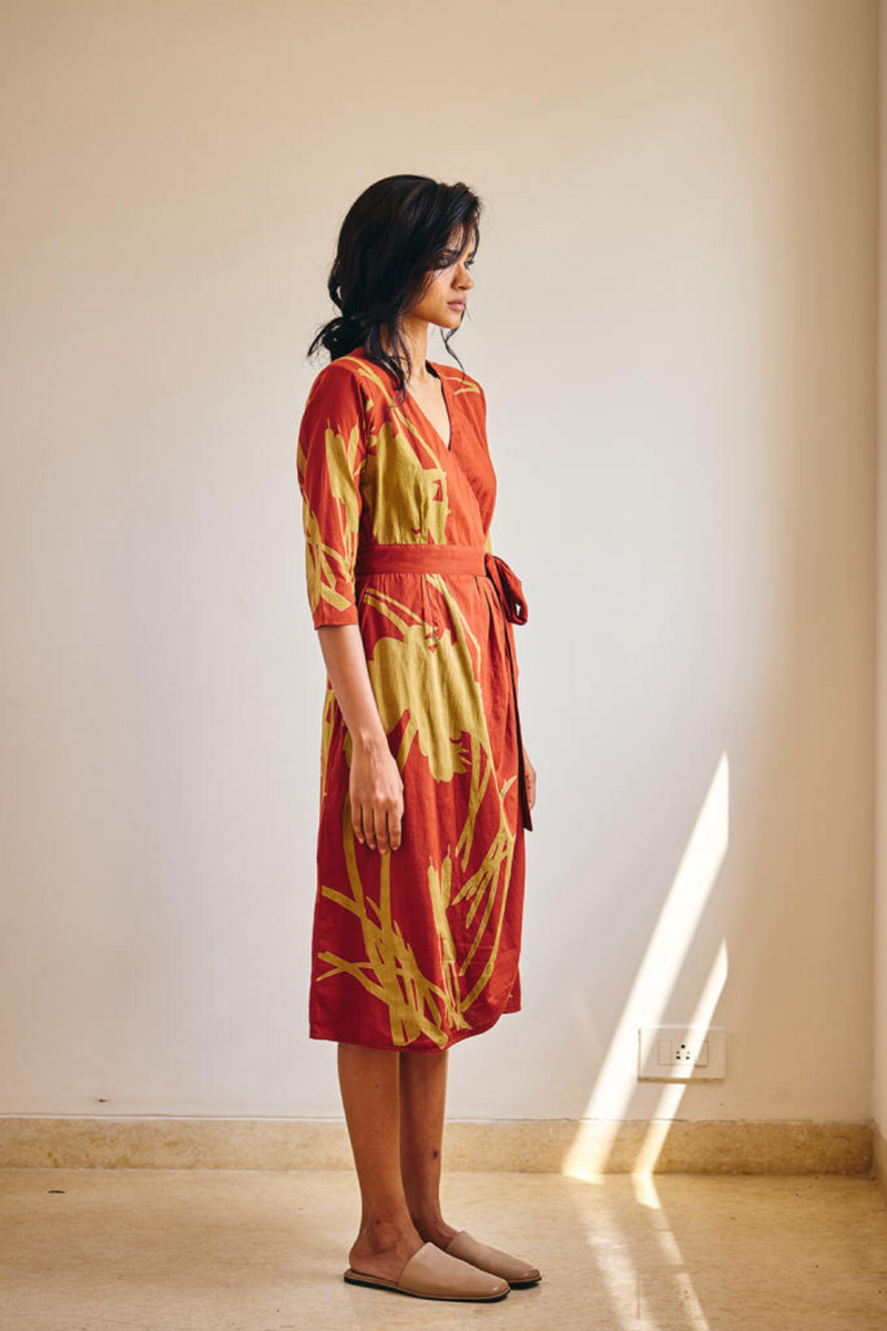 Life's Journey cotton by Khara Kapas in red for women in Singapore