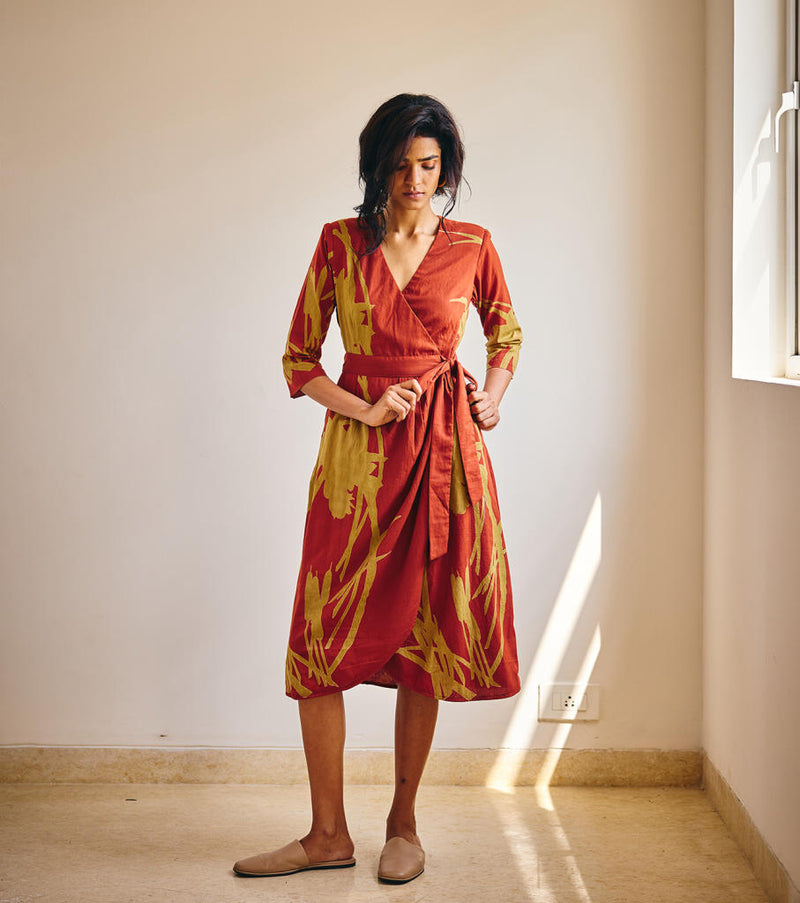 Life's Journey cotton by Khara Kapas in red for women in Singapore