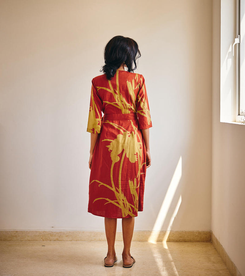 Life's Journey cotton by Khara Kapas in red for women in Singapore