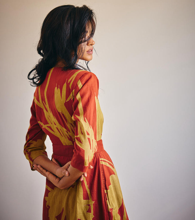 Life's Journey cotton by Khara Kapas in red for women in Singapore