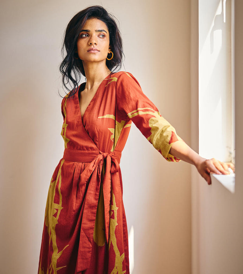 Life's Journey cotton by Khara Kapas in red for women in Singapore