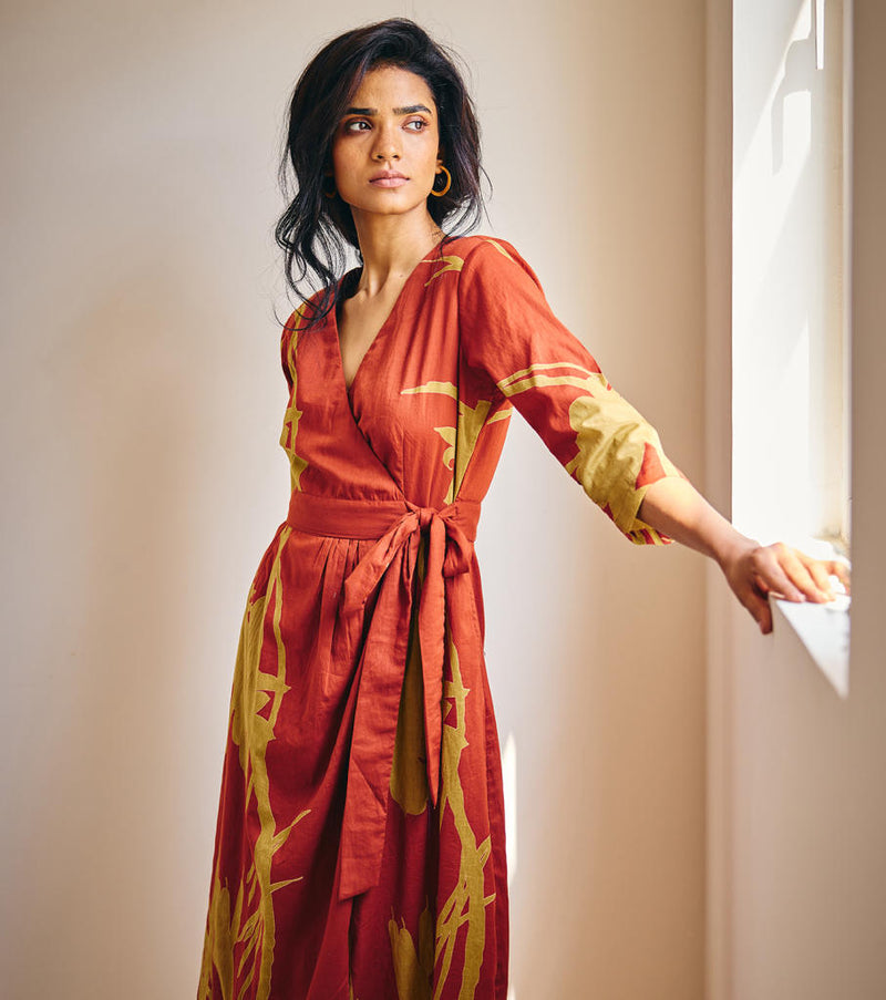 Life's Journey cotton by Khara Kapas in red for women in Singapore
