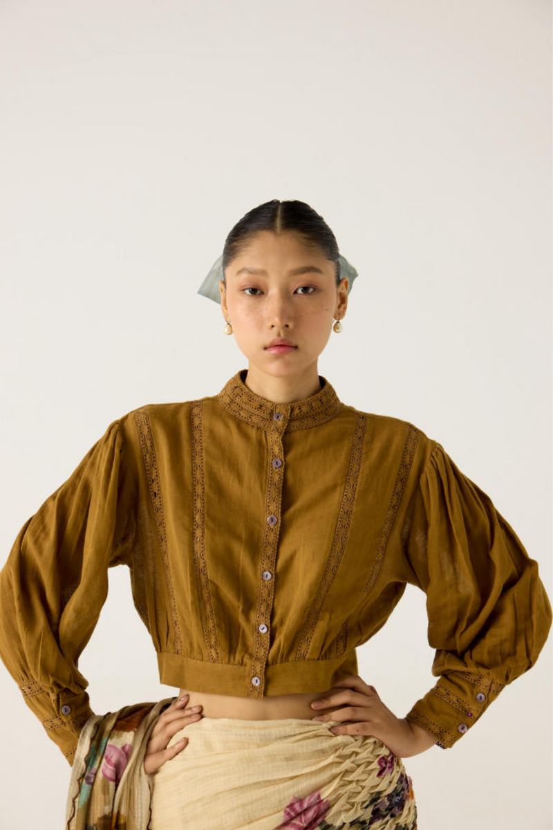 LILY TOP-KHAKI cotton by CORD in multi for women in Singapore