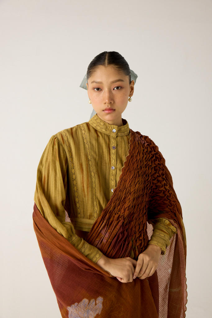 LILY TOP-SCALE PRINT cotton by CORD in multi for women in Singapore