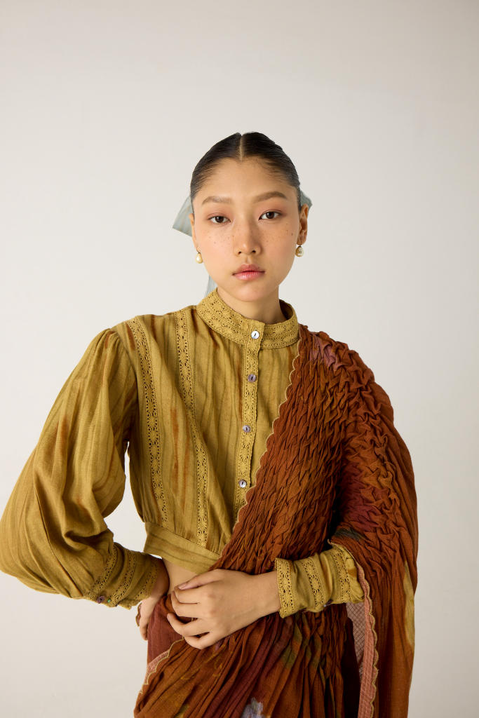 LILY TOP-SCALE PRINT cotton by CORD in multi for women in Singapore