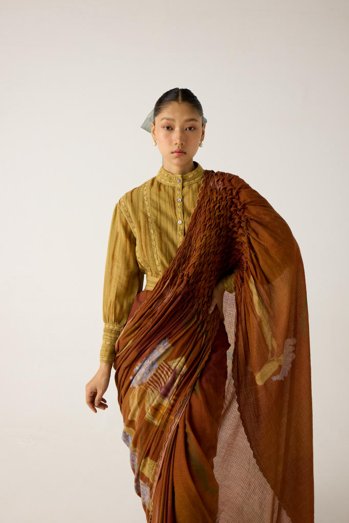 LILY TOP-SCALE PRINT cotton by CORD in multi for women in Singapore