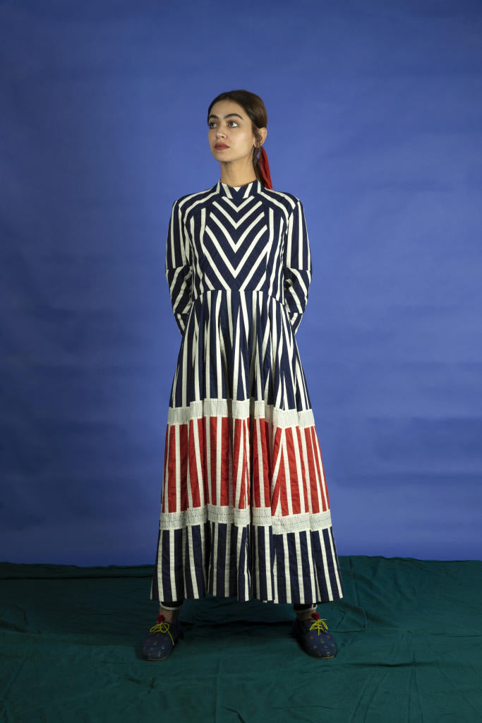 Lina Dress - Red cotton by Ka-Sha in multi color for women in Singapore