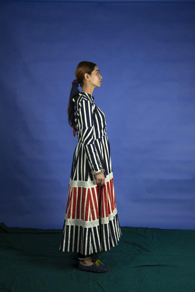 Lina Dress - Red cotton by Ka-Sha in multi color for women in Singapore