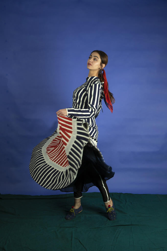 Lina Dress - Red cotton by Ka-Sha in multi color for women in Singapore